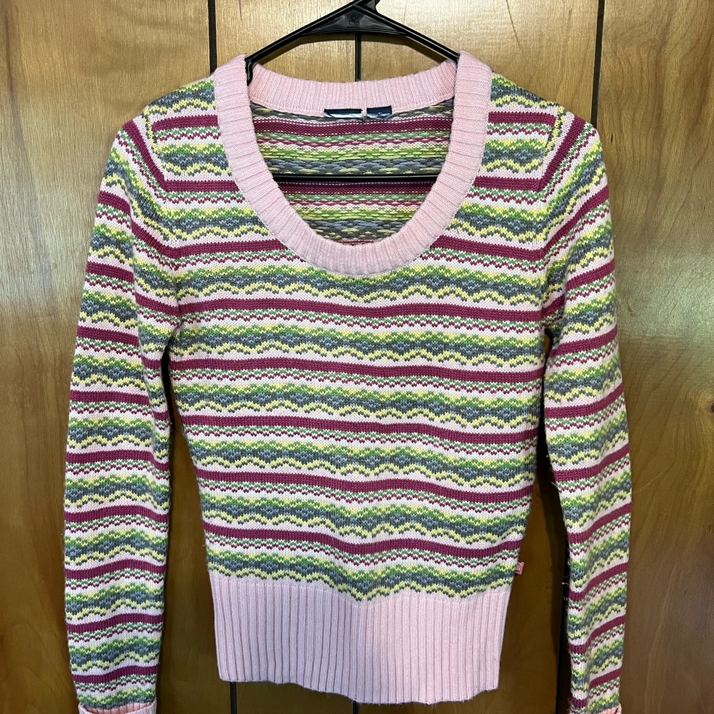 Striped Pink and Green Women's Sweater
